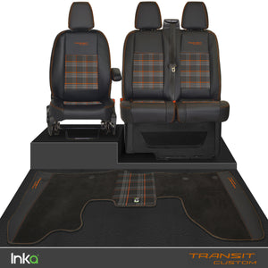 Ford Transit Custom INKA Front GTi Tartan Tailored Seat Covers & Matching Tailored Floor Mat MY 2012+ ( 6 COLORS )