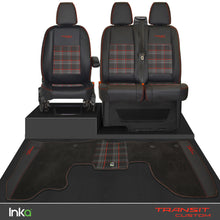 Load image into Gallery viewer, Ford Transit Custom INKA Front GTi Tartan Tailored Seat Covers &amp; Matching Tailored Floor Mat MY 2012+ ( 6 COLORS )
