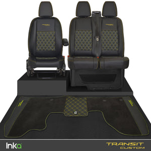 Ford Transit Custom Front Bentley Diamond Tailored Seat Covers & Matching Tailored Floor Mat MY 2012+ ( 6 COLORS )