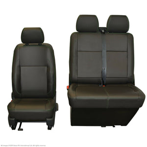 VW Transporter T6.1, T6 & T5.1 INKA Tailored Front Seat Covers Black Matt Leatherette with NO AR [Choice of 7 colours]