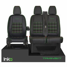 Load image into Gallery viewer, Ford Transit MK8 Front 1+2 Vinyl Leatherette GTi Tartan Seat Covers Black MY 2012+ [Choice of 7 colours]

