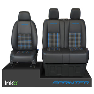 Mercedes Benz Sprinter MK2 Front 1+2 INKA Tailored GTi Tartan Seat Covers MY 2006-17 ( Choice of 6 Colours )