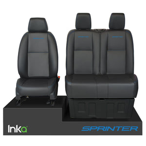 Mercedes Benz Sprinter MK2 INKA OEM Leatherette Tailored Front Seat Covers Black MY-2006-17 (Choice of  Colours )