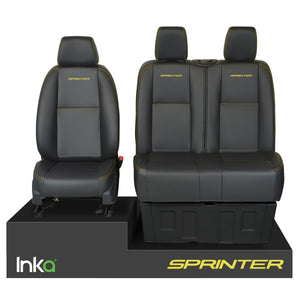 MERCEDES BENZ SPRINTER MK3 INKA OEM LEATHERETTE TAILORED FRONT SEAT COVERS SET BLACK MY-2018-22 (VS30 MK3) - 7 Colours