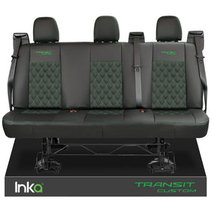 Ford Transit Custom Rear Triple INKA Tailored Seat Covers Black Bentley Diamond Quilt 2012+ Model Years