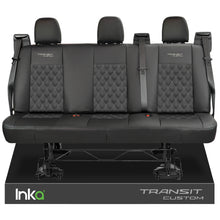 Load image into Gallery viewer, Ford Transit Custom Rear Triple INKA Tailored Seat Covers Black Bentley Diamond Quilt 2012+ Model Years
