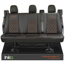 Load image into Gallery viewer, Ford Transit Custom Rear Triple INKA Tailored Seat Covers Black Bentley Diamond Quilt 2012+ Model Years
