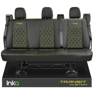 Ford Transit Custom Rear Triple INKA Tailored Seat Covers Black Bentley Diamond Quilt 2012+ Model Years