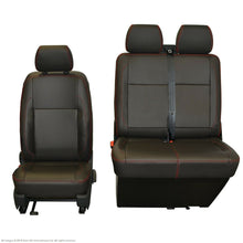 Load image into Gallery viewer, VW Transporter T6.1, T6 &amp; T5.1 INKA Tailored Front Seat Covers Black Matt Leatherette with NO AR [Choice of 7 colours]
