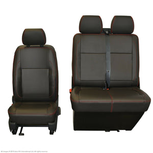 VW Transporter T6.1, T6 & T5.1 INKA Tailored Front Seat Covers Black Matt Leatherette with NO AR [Choice of 7 colours]