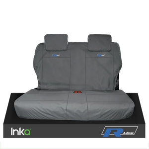 VW CADDY MAXI LIFE KOMBI INKA TAILORED WATERPROOF SEAT COVERS R-LINE EMBROIDERY [Choice of 3 Colours]