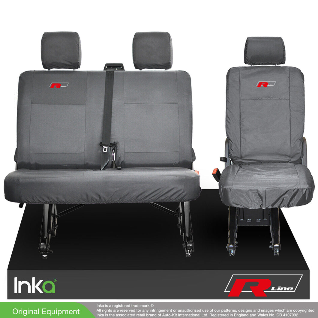 VW Transporter T6.1,T6,T5.1 Kombi Van Inka Rear 2+1 Waterproof Seat Covers Grey