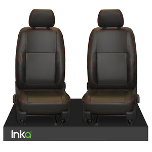 VW Transporter T6.1,T6,T5.1 Front 1+1 INKA Tailored Seat Covers Leatherette (7 Stitching Colours Available)