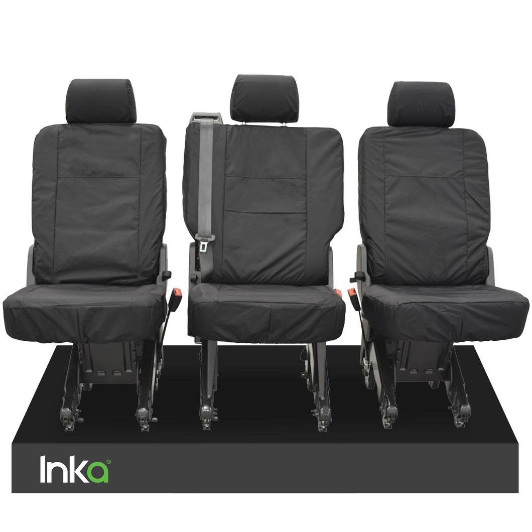 VW Transporter T6 Shuttle 3x Single Tailored Black Waterproof Seat Covers