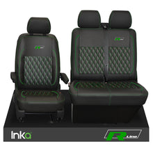 Load image into Gallery viewer, VW Transporter T6.1,T6,T5.1 R-Line Front 1+2 INKA Tailored Seat Covers Black ( Choice of 6 Colours )
