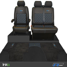 Load image into Gallery viewer, VW Transporter T6.1,T6,T5.1 R-Line Front 1+2 Diamond Quilt Tailored Seat Covers &amp; Matching Tailored Floor Mat ( Choice of 6 Colours )
