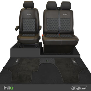 VW Transporter T6.1,T6,T5.1 R-Line Front 1+2 Diamond Quilt Tailored Seat Covers & Matching Tailored Floor Mat ( Choice of 6 Colours )