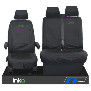 VW Transporter T6.1,T6,T5.1 Kombi or Panel Van Inka Front 1+2 Waterproof Seat Covers Black