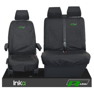 VW Transporter T6.1,T6,T5.1 Kombi or Panel Van Inka Front 1+2 Waterproof Seat Covers Black