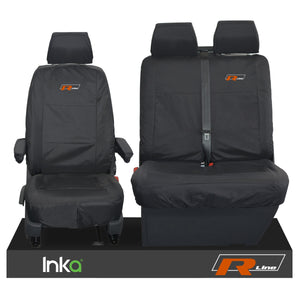 VW Transporter R-Line T6 Shuttle Front 1+2 Waterproof Seat Covers Black