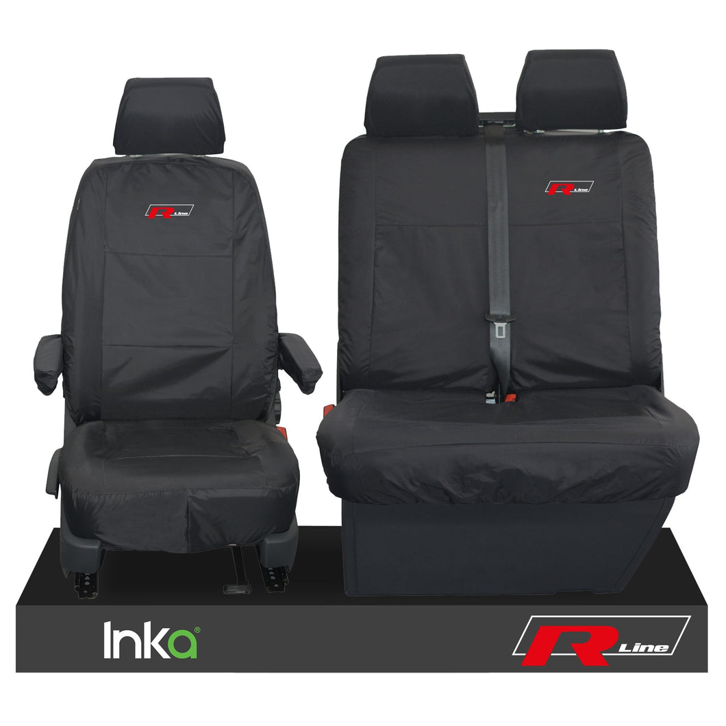 VW Transporter T6.1,T6,T5.1 Kombi or Panel Van Inka Front 1+2 Waterproof Seat Covers Black
