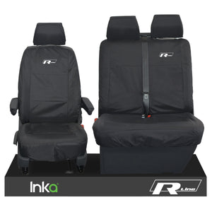 VW Transporter R-Line T6 Shuttle Front 1+2 Waterproof Seat Covers Black