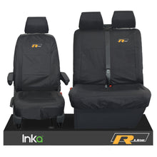 Load image into Gallery viewer, VW Transporter R-Line T6 Shuttle Front 1+2 Waterproof Seat Covers Black
