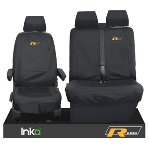 VW Transporter R-Line T6 Shuttle Front 1+2 Waterproof Seat Covers Black