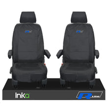 Load image into Gallery viewer, VW TRANSPORTER R-LINE T6 SHUTTLE FRONT 1+1 WATERPROOF SEAT COVERS BLACK
