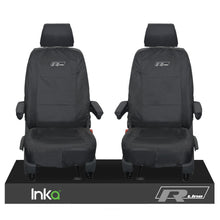 Load image into Gallery viewer, VW TRANSPORTER R-LINE T6 SHUTTLE FRONT 1+1 WATERPROOF SEAT COVERS BLACK
