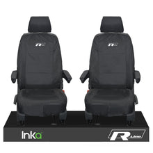 Load image into Gallery viewer, VW TRANSPORTER R-LINE T6 SHUTTLE FRONT 1+1 WATERPROOF SEAT COVERS BLACK
