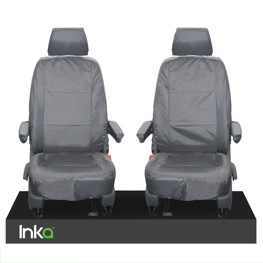 Volkswagen (VW) Transporter T5 Fully Tailored Waterproof Front Set Seat Covers 2009-2014 Heavy Duty Left Hand Drive Grey