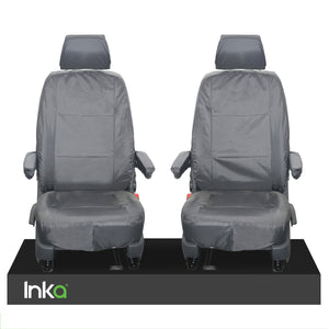 Volkswagen (VW) Caravelle Inka Fully Tailored Waterproof Front Set Seat Covers 2003-2008 Heavy Duty Right Hand Drive Grey