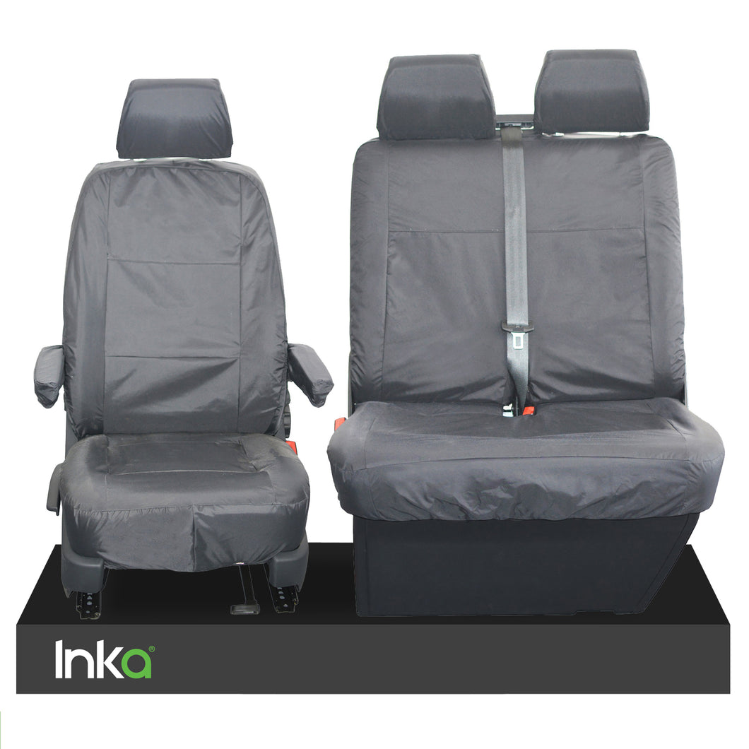 Volkswagen (VW) Transporter T5 Shuttle Fully Tailored Waterproof Front Set Seat Covers 2010-2014 Heavy Duty Right Hand Drive Grey