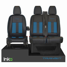 Load image into Gallery viewer, Ford Transit MK8 Front 1+2 Striped OEM Vinyl Matt Leatherette Seat Covers Black [Choice of 6 colours]
