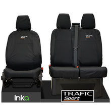 Load image into Gallery viewer, Renault Trafic MK3 Front Tailored Waterproof Seat Covers Black MY2014+ ( To Fit Solid double base and Solid Double Backrest )
