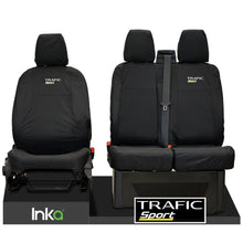 Load image into Gallery viewer, Renault Trafic MK3 Front Tailored Waterproof Seat Covers Black MY2014+ ( To Fit Solid double base and Solid Double Backrest )
