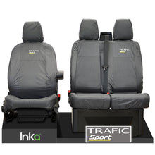 Load image into Gallery viewer, Renault Trafic MK3 X82 Front Tailored Waterproof Seat Covers Grey MY2014+ ( To Fit Solid double base and Solid Double backrest )
