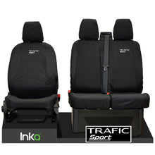 Load image into Gallery viewer, Renault Trafic MK3 Front Tailored Waterproof Seat Covers Black MY2014+ ( To Fit Solid double base and Solid Double Backrest )
