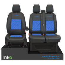 Load image into Gallery viewer, Ford Transit Custom INKA Front Tailored Seat Covers Black Bentley Diamond Quilt Alcantara MY 2012-23 ( 6 COLORS )
