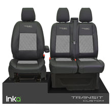 Load image into Gallery viewer, Ford Transit Custom INKA Front Tailored Seat Covers Black Bentley Diamond Quilt Alcantara MY 2012-23 ( 6 COLORS )
