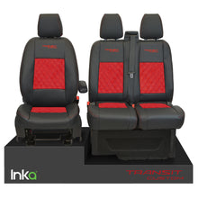 Load image into Gallery viewer, Ford Transit Custom INKA Front Tailored Seat Covers Black Bentley Diamond Quilt Alcantara MY 2012-23 ( 6 COLORS )
