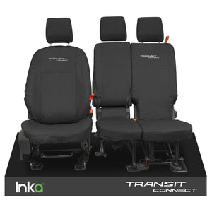 Ford Transit Connect INKA Front Tailored Waterproof Seat Covers with EMB Black MY13-23