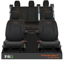 Load image into Gallery viewer, Ford Transit Custom A+ HEAVY DUTY Front &amp; Rear Triple Seat Covers Black MY12-23 ( Choice of 6 Embroidery Colours )

