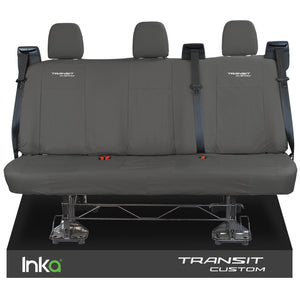 Ford Transit Custom Rear Triple INKA Tailored Waterproof Seat Covers White Transit Custom Embroidery [Choice of 2 Colours] MY2012 - 2023