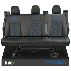 Ford Transit Custom Rear Triple INKA Tailored Seat Covers Black Bentley Diamond Quilt 2012+ Model Years