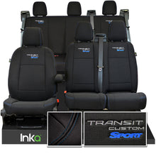 Load image into Gallery viewer, Ford Transit Custom Heavy Duty Front &amp; Rear Triple Seat Covers Genuine OEM MY 12-2023 [Choice Of 6 Colours]
