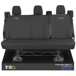 Ford Transit Custom Rear Triple INKA Tailored Waterproof Seat Covers Transit Custom Sport Embroidery [Choice of 6 Colours] MY2012 - 2023