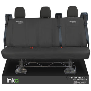 Ford Transit Custom Rear Triple INKA Tailored Waterproof Seat Covers Transit Custom Sport Embroidery [Choice of 6 Colours] MY2012 - 2023