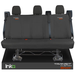 Ford Transit Custom Rear Triple INKA Tailored Waterproof Seat Covers Transit Custom Sport Embroidery [Choice of 6 Colours] MY2012 - 2023